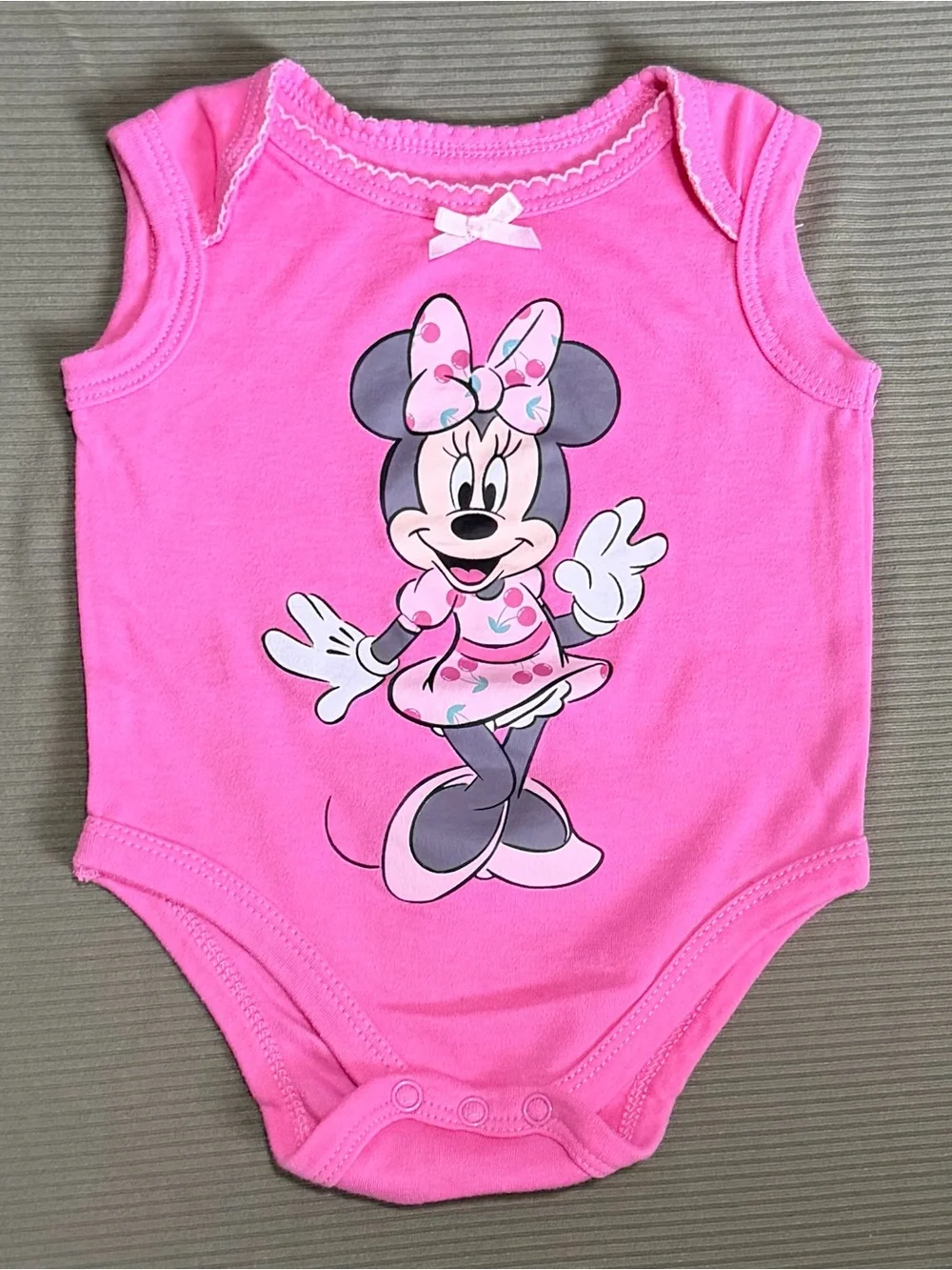 Disney Pink & White Minnie Cherry One-Piece Bodysuit Set